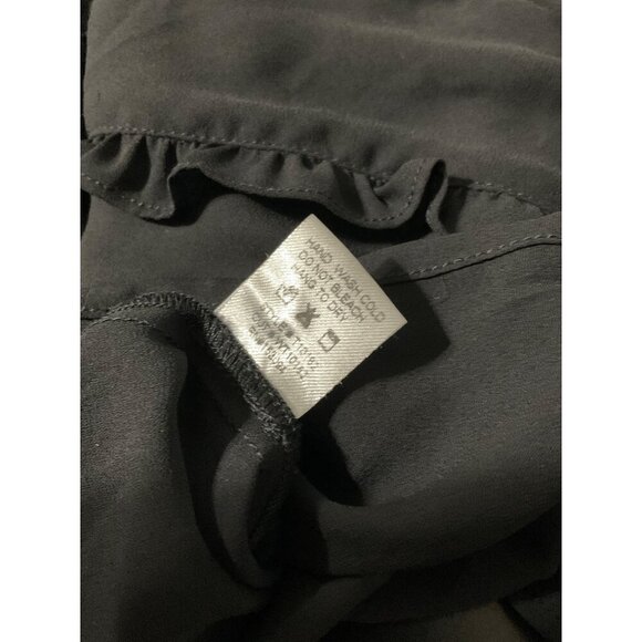 WREN & WILLA Long Sleeve Black Button Down Back Sheer Top size Medium - Picture 5 of 11